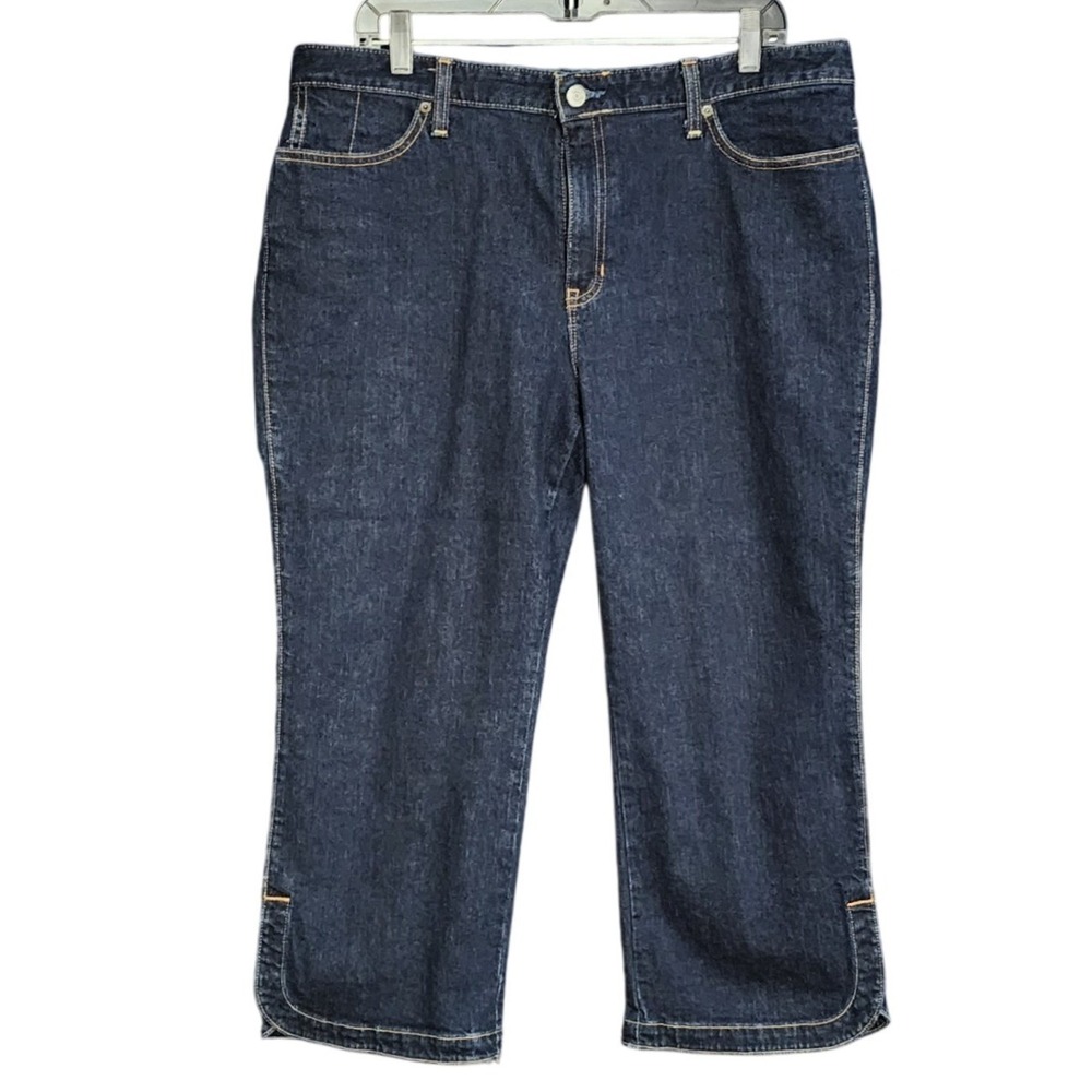 Gap Cropped Boot Cut Jeans Womens 16 Dark Blue Solid Regular Modern